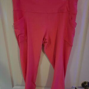RBX Pink Stretch Workout Side Pocket Capri Leggings - Size Large